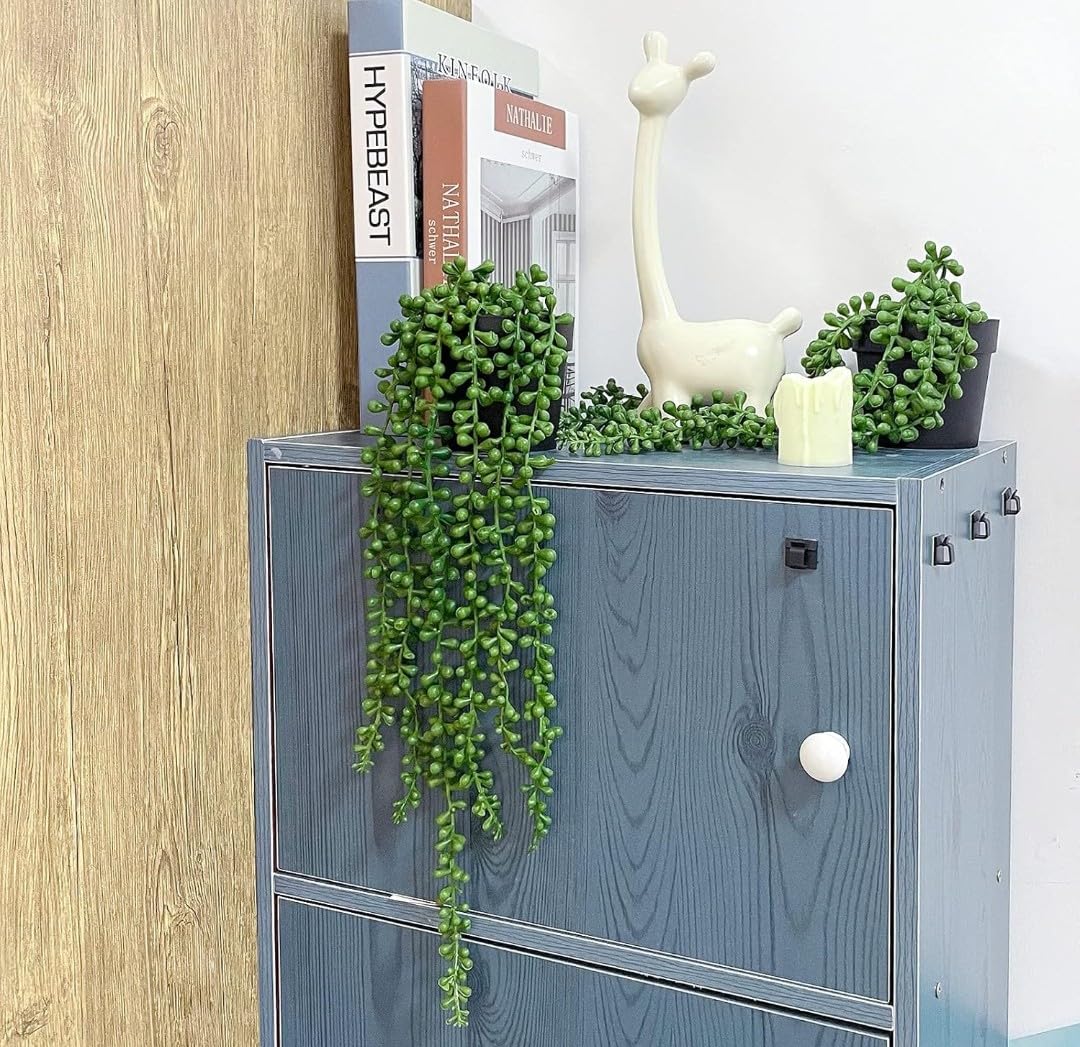 VRB Dec Plastic Tm Artificial Greenery Ferns Vines Flowers Needle Wall Hanging For Home Decor Door Wall Balcony Decoration Party Festival Craft, Artificial Plants Hanging (Design 1)